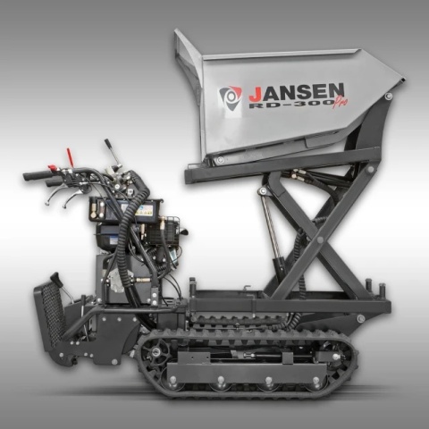Profesjonalne wozidło gąsienicowe Jansen RD-300pro z hydraulicznym kiprem, gotowe do pracy na budowie. Profesjonalne wozidło gąsienicowe Jansen RD-300pro z hydraulicznym kiprem, gotowe do pracy na budowie.