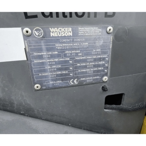 Wozidło Wacker Neuson DV60 Dual View | 6 Ton | Obracany Fotel 1800mth | 2019